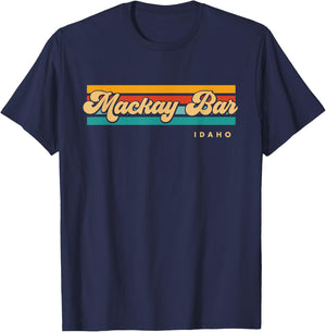 Vintage Sunset Stripes Mackay Bar, Idaho T-Shirt - T-Shirt | Navy