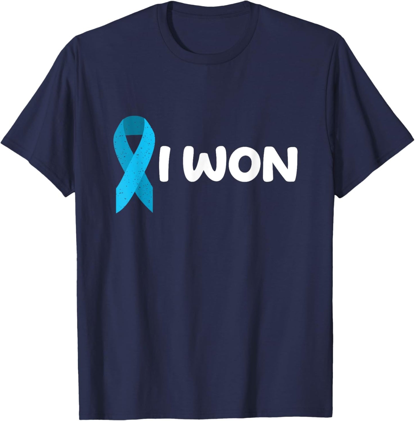 I Won! Colon Cancer survivor. Blue color ribbon T-Shirt - T-Shirt | Navy