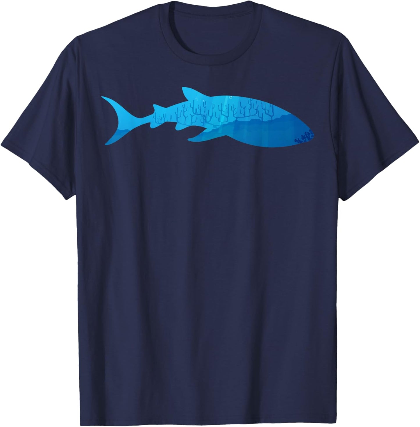Animal Lover in the Nature with Silhouette of Whale Shark T-Shirt - T-Shirt | Navy