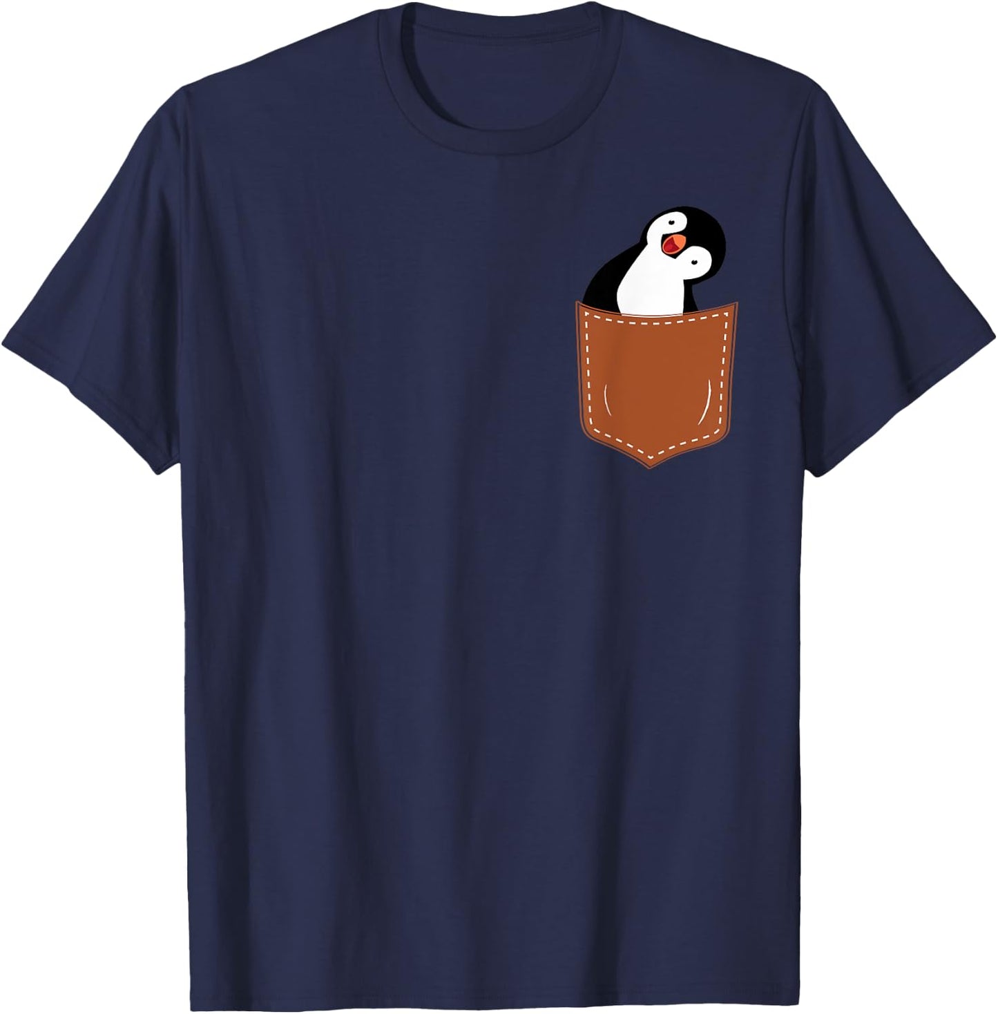 Cute Penguin bird in Small Pocket,Funny Penguin Lover T-Shirt - T-Shirt | Navy