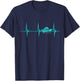 Motor Boating Boater Drag Boat Racing Heartbeat EKG Pulse T-Shirt - T-Shirt | Navy