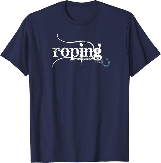 Team Roping Breakaway Roping Horseback Riding Training Retro T-Shirt - T-Shirt | Navy