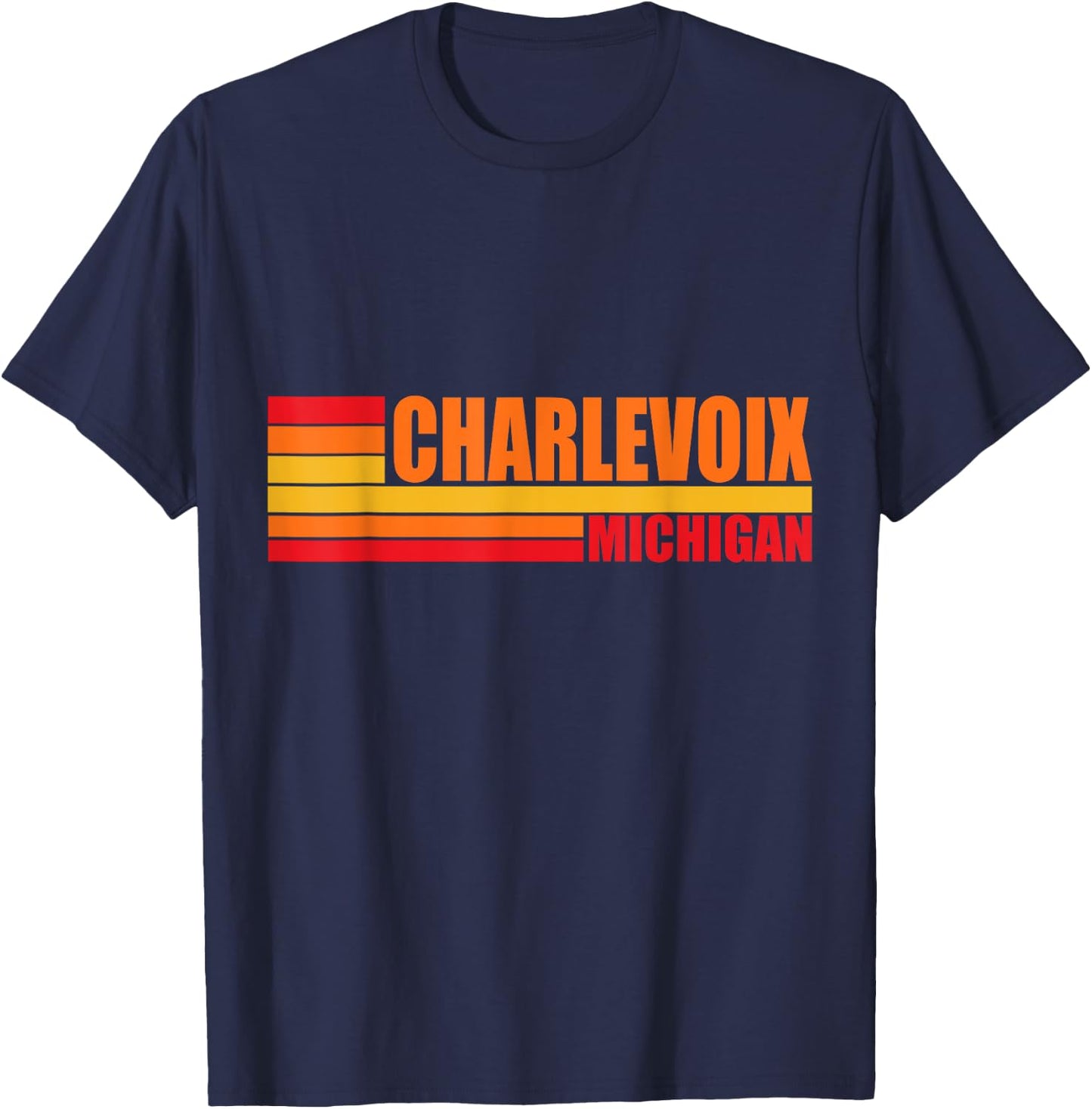 Charlevoix Michigan Lake Mi Up North Traverse Bay City T-Shirt - T-Shirt | Navy