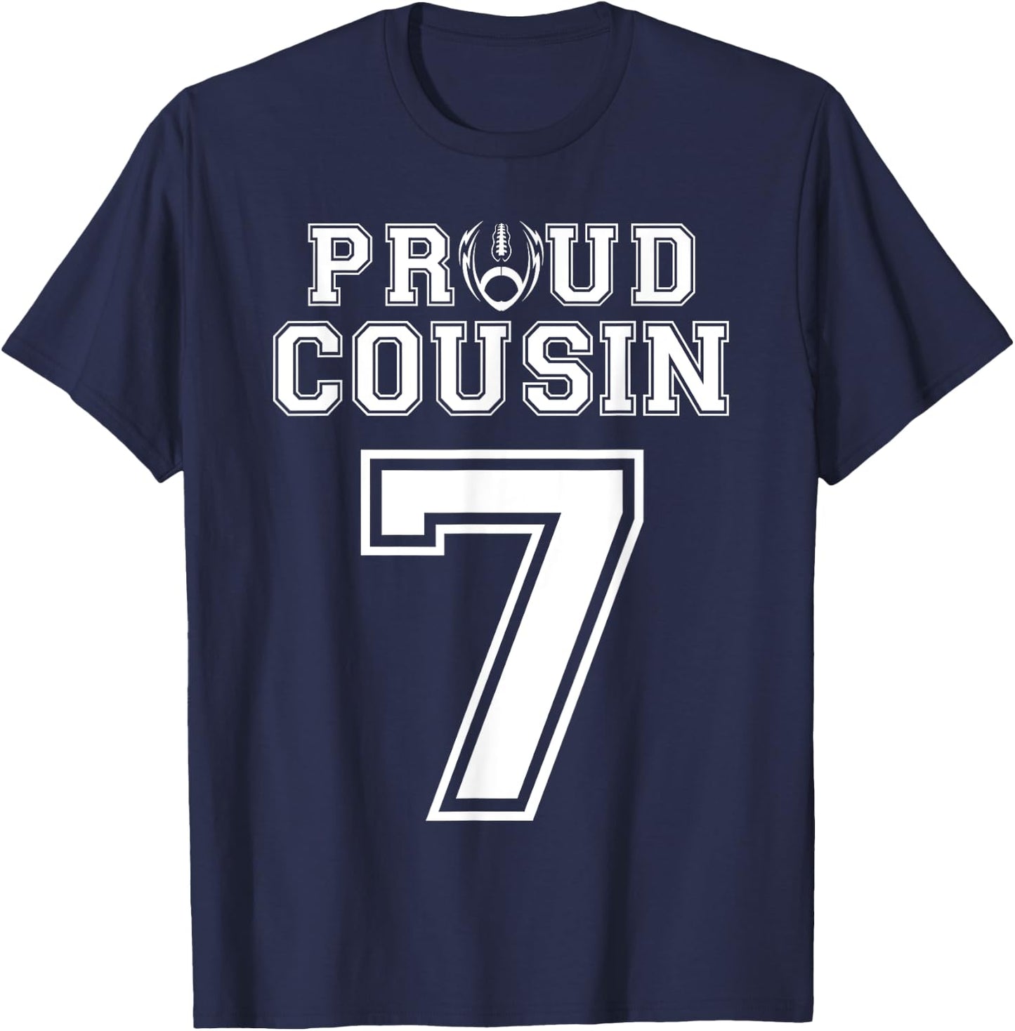 Custom Proud Football Cousin Number 7 Personalized T-Shirt - T-Shirt | Navy