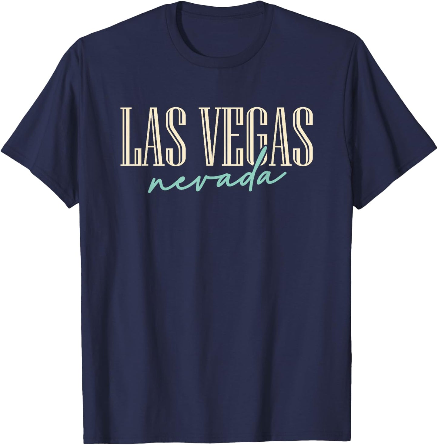 Las Vegas Nevada Vintage Script Text Girls Trip T-Shirt - T-Shirt | Navy