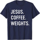 Christian Jesus Coffee Weights Gym Workout T-Shirt - T-Shirt | Navy