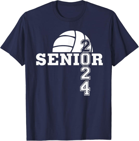 Senior Class of 2024 Volleyball Seniors School Graduation T-Shirt - T-Shirt | Navy