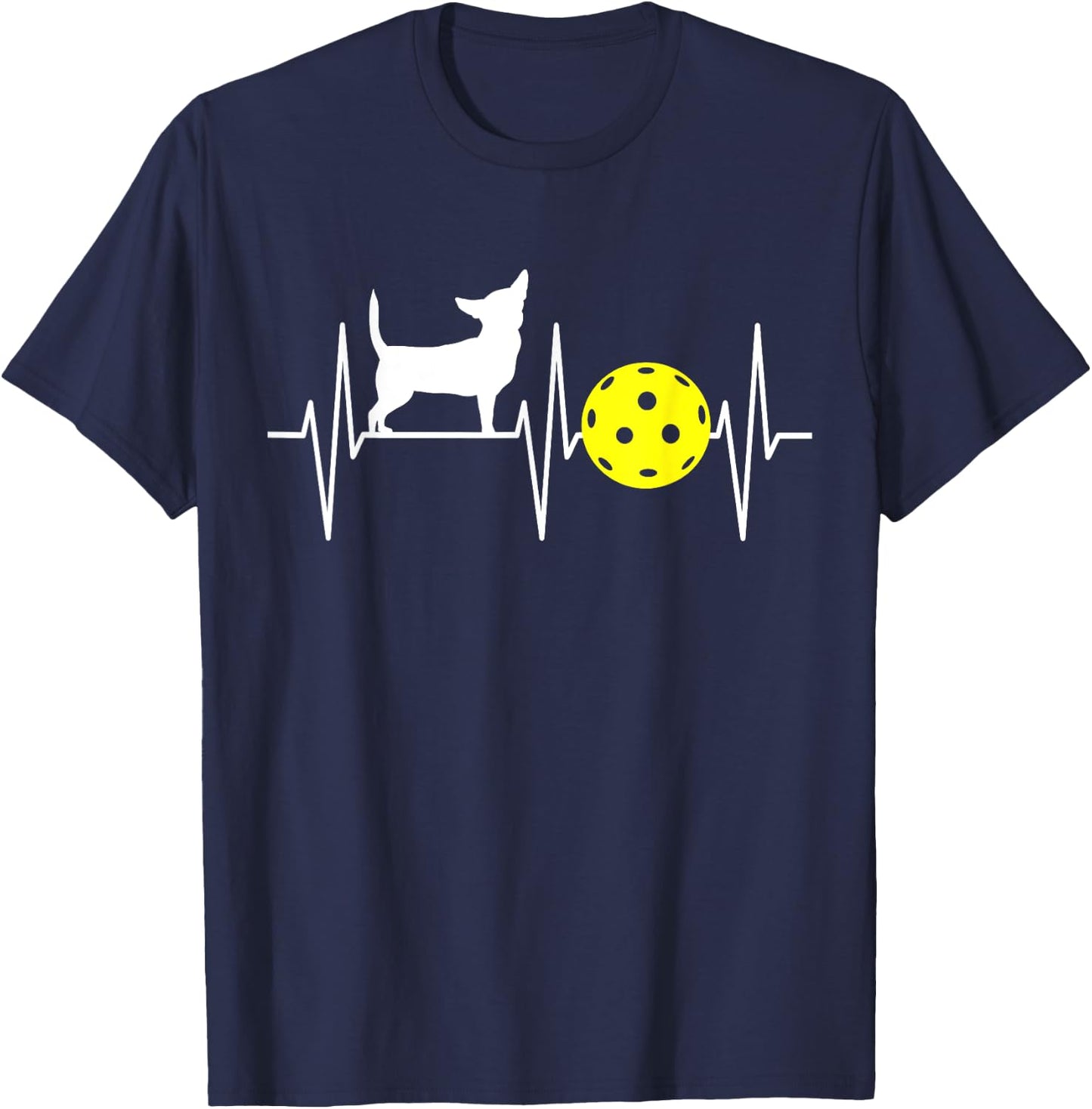 Chihuahua Shirt Pickleball Player EKG Dog Chihuahua Lover Women Girls Kids T-Shirt - T-Shirt | Navy