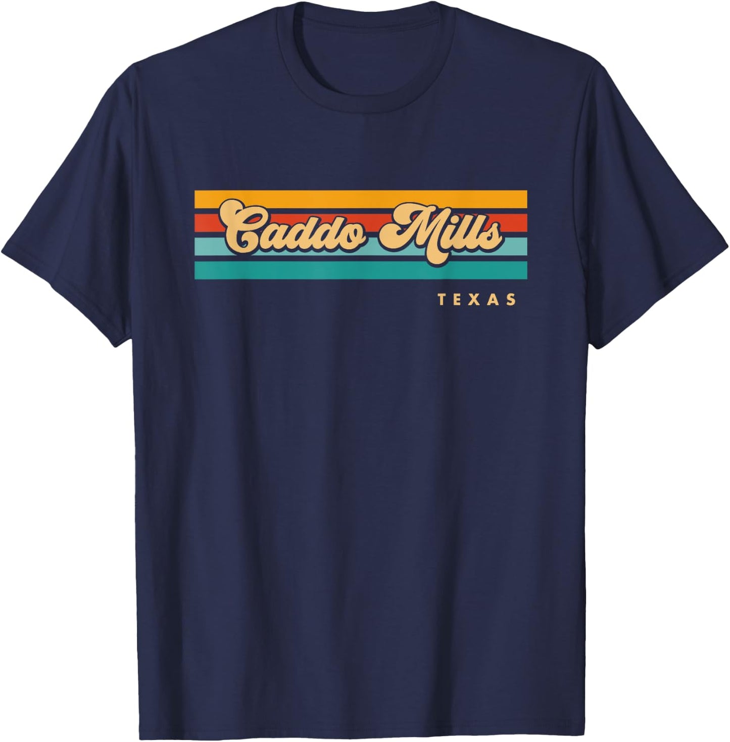 Vintage Sunset Stripes Caddo Mills, Texas T-Shirt - T-Shirt | Navy