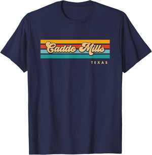 Vintage Sunset Stripes Caddo Mills, Texas T-Shirt - T-Shirt | Navy