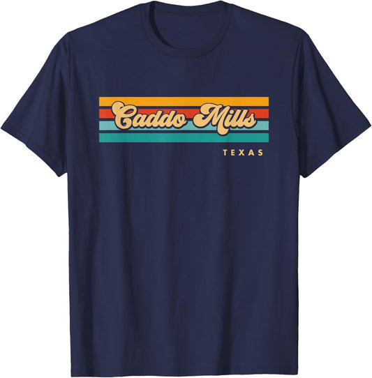 Vintage Sunset Stripes Caddo Mills, Texas T-Shirt - T-Shirt | Navy