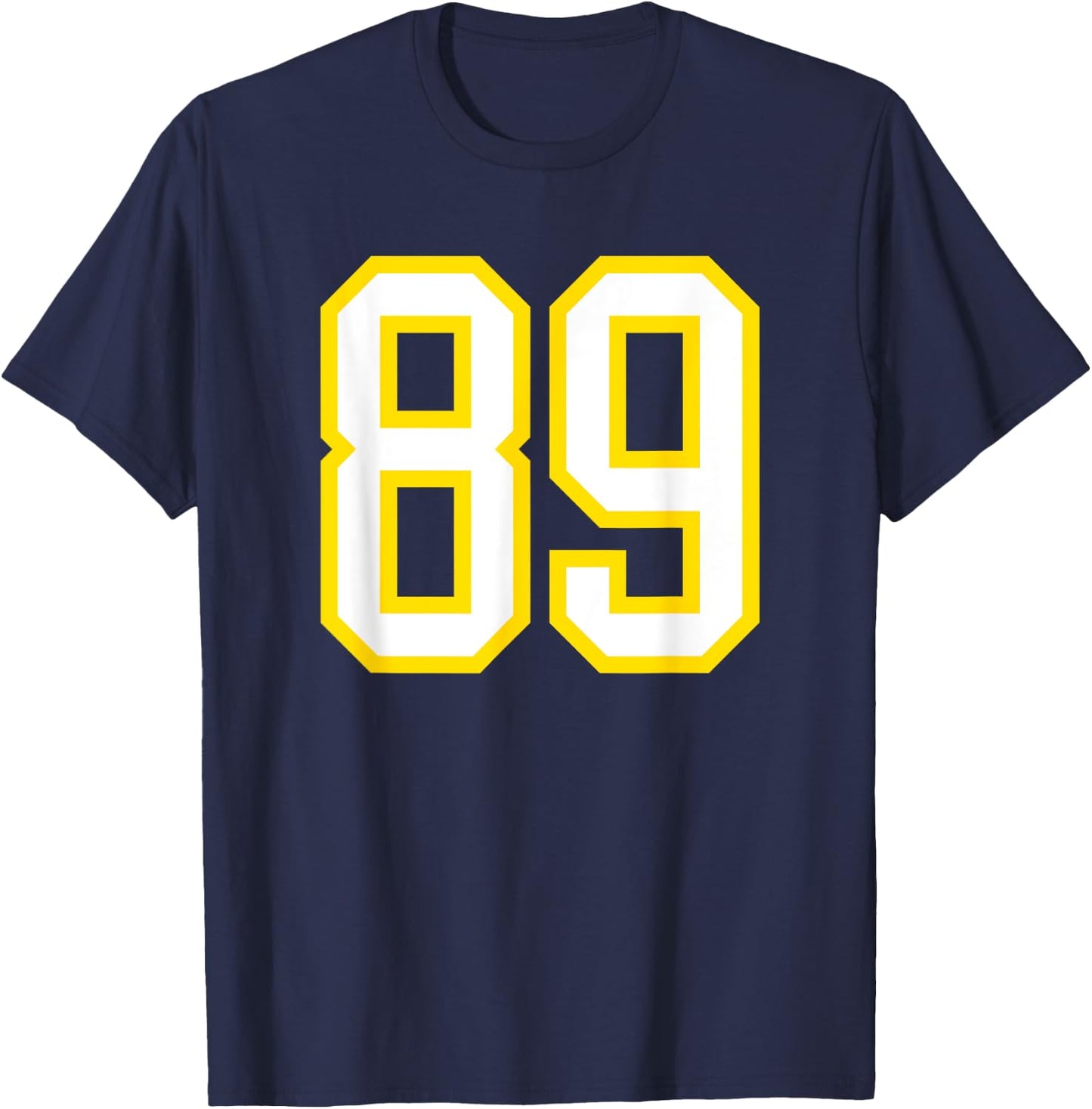 Number #89 Yellow White Sport Number 89 T-Shirt - T-Shirt | Navy