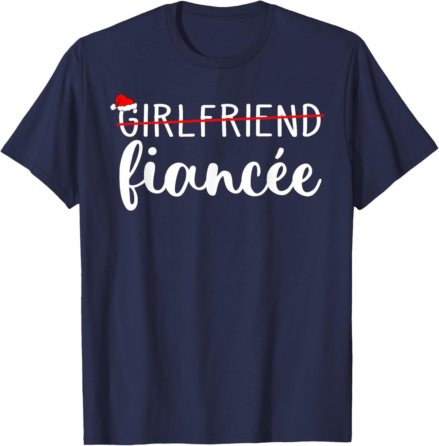 Fiancee Fiance Engaged Couples Matching Christmas Pajama T-Shirt - T-Shirt | Navy