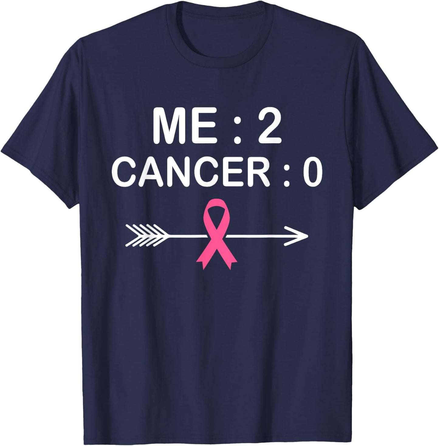 Me 2 Cancer 0 Pink Ribbon Breast Cancer Awareness T-Shirt - T-Shirt | Navy