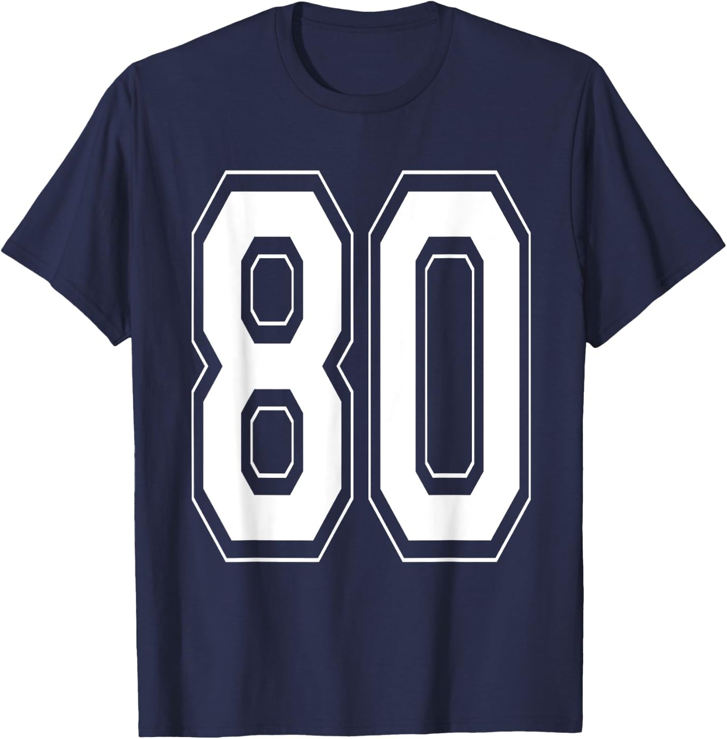 Number 80 Baseball Football Soccer Numbered Jersey T-Shirt - T-Shirt | Navy