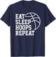 Eat Sleep Hoops Repeat Funny Saying Quote Basketball T-Shirt - T-Shirt | Navy