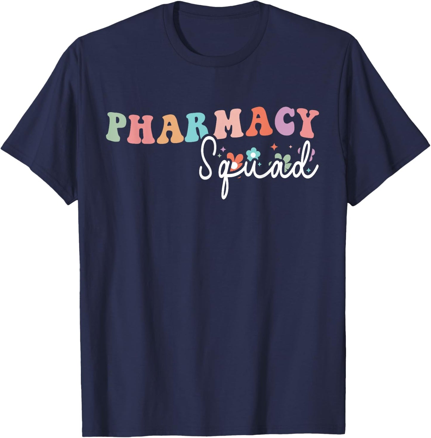 Groovy Pharmacy Squad Tech Pharmacist Crew T-Shirt - T-Shirt | Navy