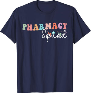 Groovy Pharmacy Squad Tech Pharmacist Crew T-Shirt - T-Shirt | Navy