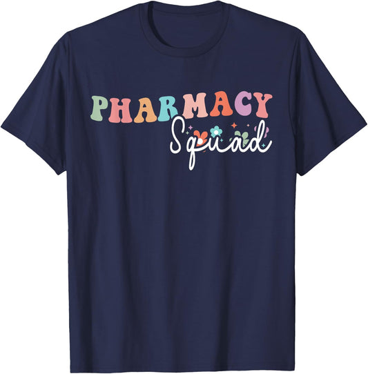 Groovy Pharmacy Squad Tech Pharmacist Crew T-Shirt - T-Shirt | Navy