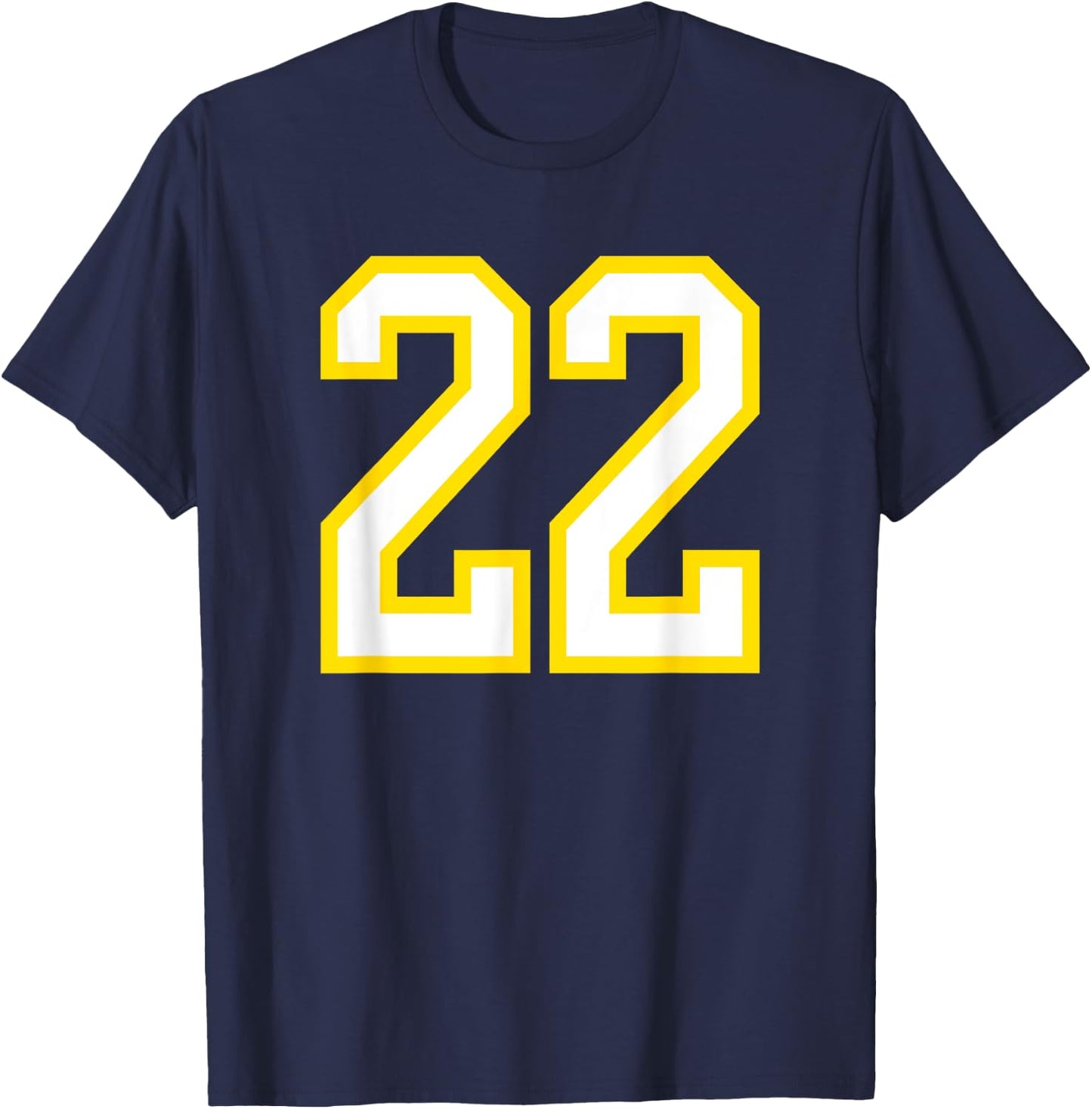 Number #22 Sport Yellow White Varsity Number 22 T-Shirt - T-Shirt | Navy