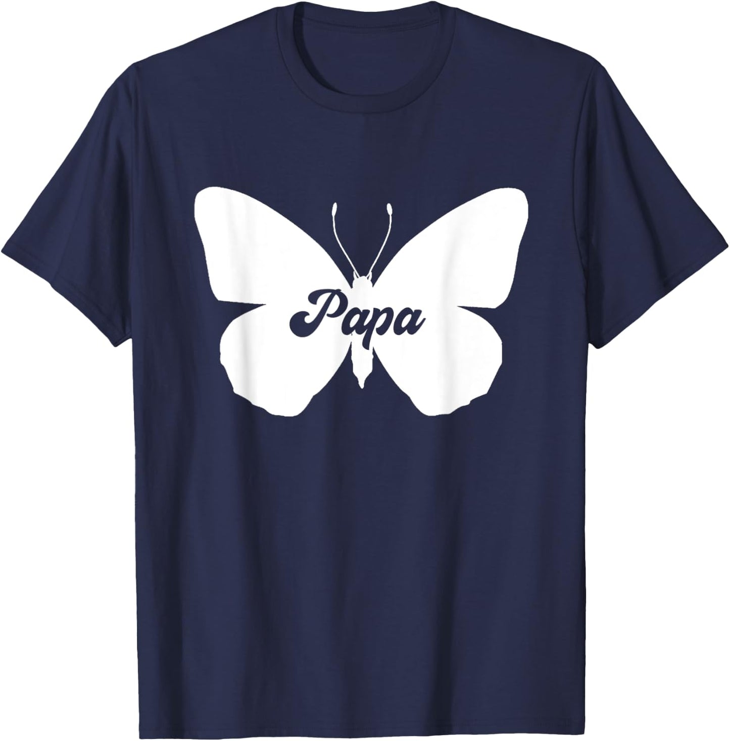 Papa Butterfly Dad Funny Butterfly Family Matching T-Shirt - T-Shirt | Navy