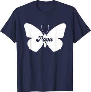 Papa Butterfly Dad Funny Butterfly Family Matching T-Shirt - T-Shirt | Navy