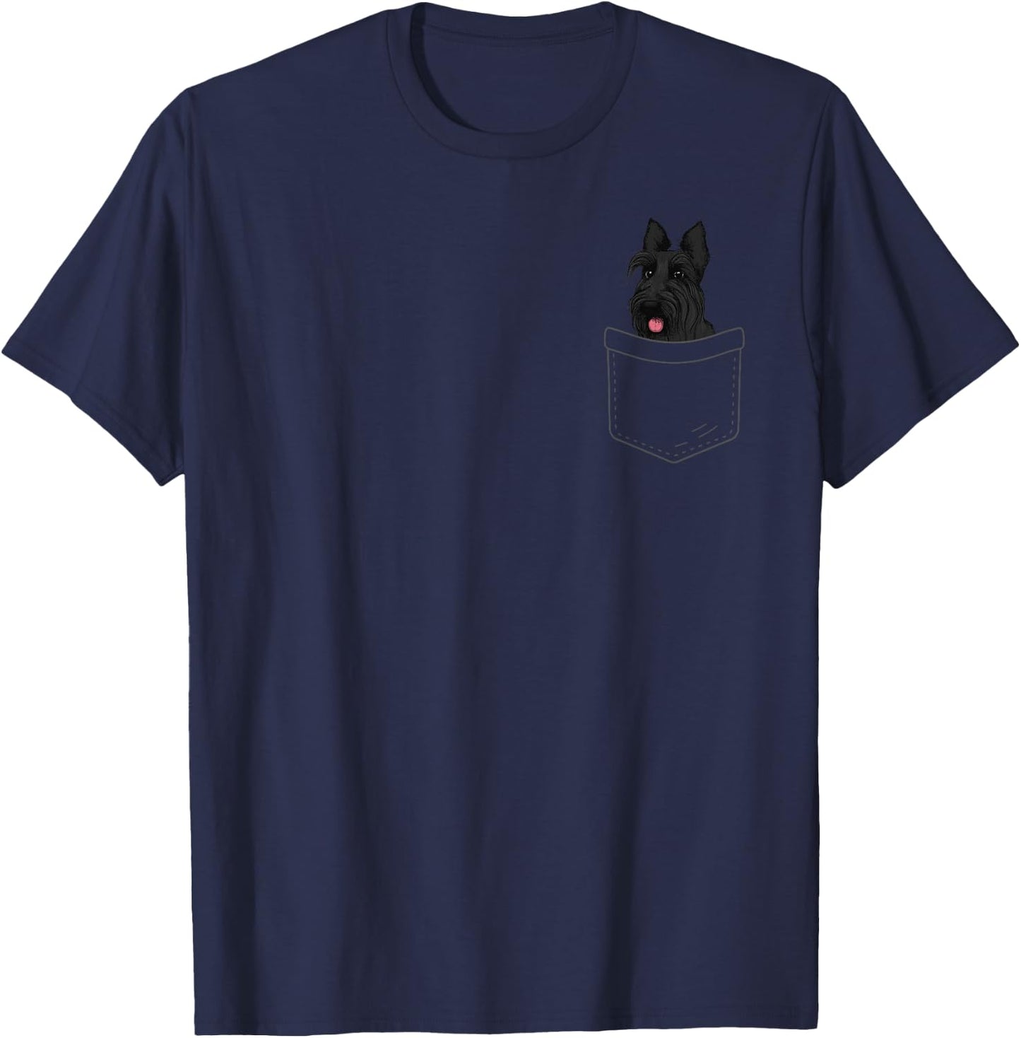Funny Scottish Terrier Art Men Women Scottie Dog in Pocket T-Shirt - T-Shirt | Navy