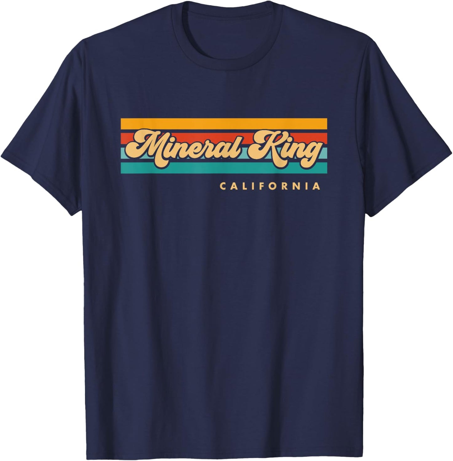 Vintage Sunset Stripes Mineral King, California T-Shirt - T-Shirt | Navy
