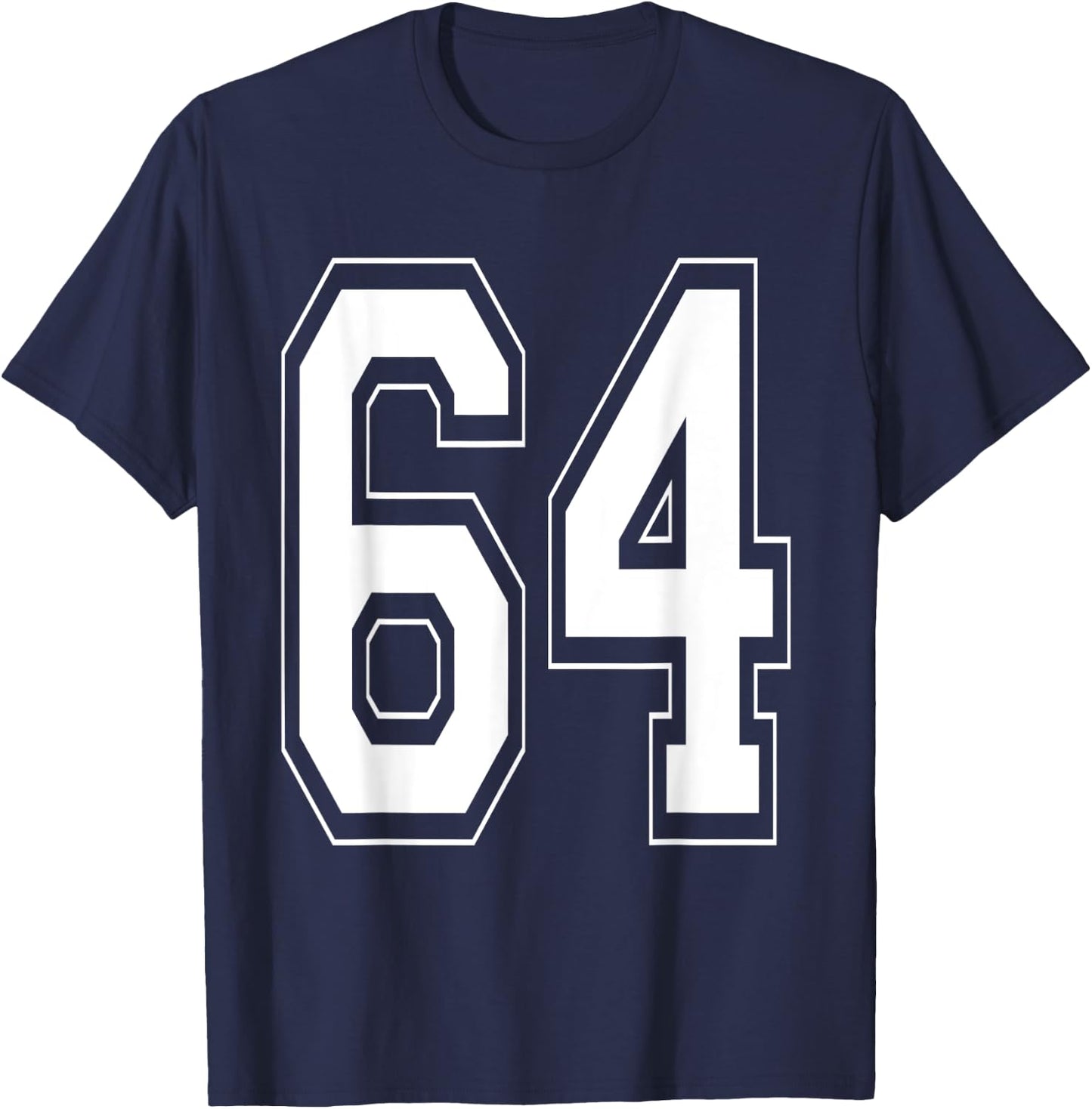 Number 64 Baseball Football Soccer Numbered Jersey T-Shirt - T-Shirt | Navy