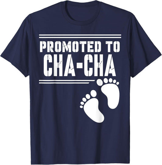 Promoted to CHA-CHA Funny For First Time Matching Family T-Shirt - T-Shirt | Navy
