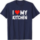 I Love Kitchen - Heart - Funny Cute Cook Remodel Chef Sous T-Shirt - T-Shirt | Navy