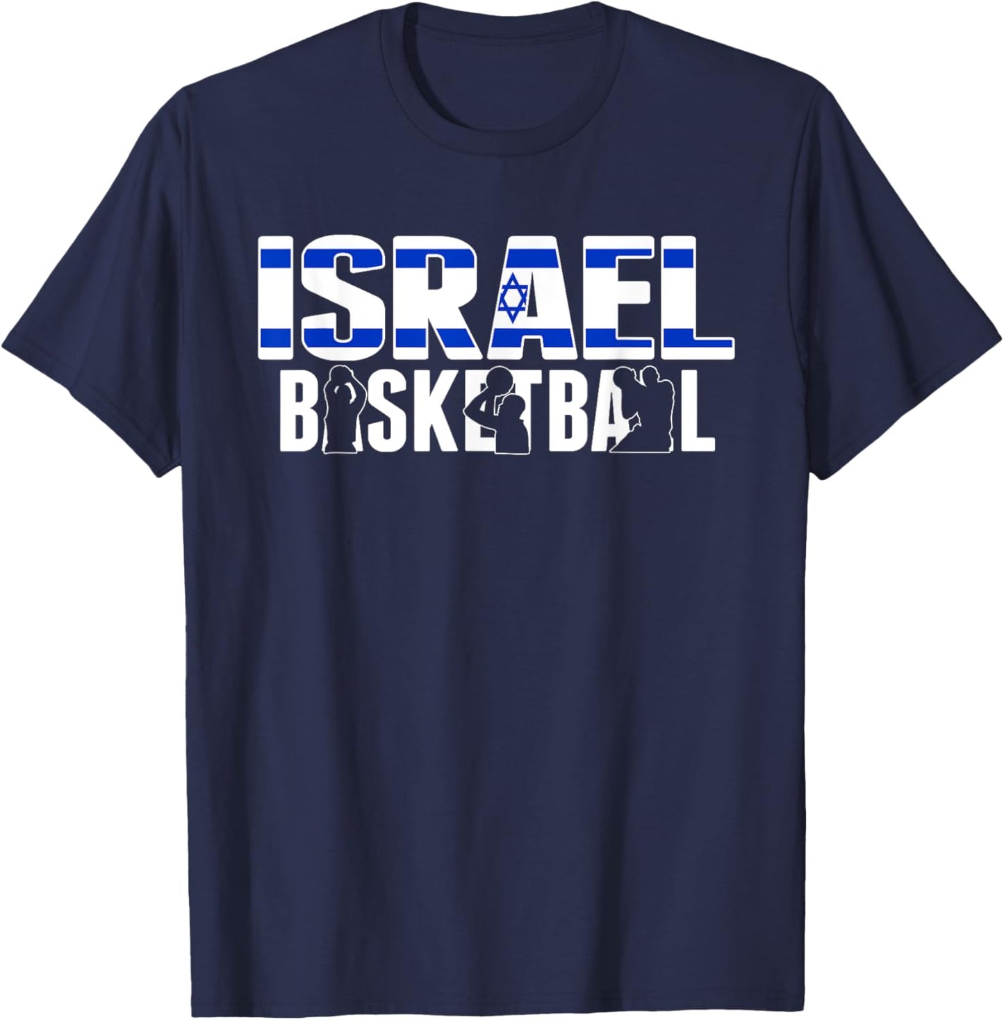 Proud Israel Basketball Fans Jersey Israeli Flag Baller Team T-Shirt - T-Shirt | Navy