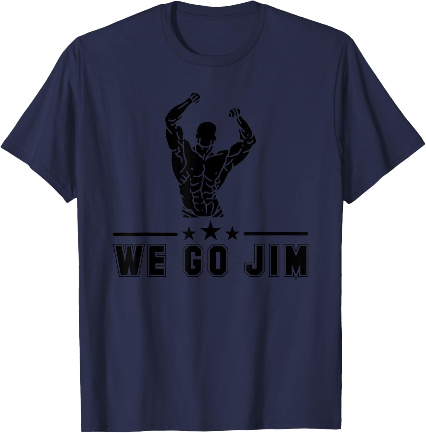 We Go Jim Workout Retro Flexing Gym T-Shirt - T-Shirt | Navy