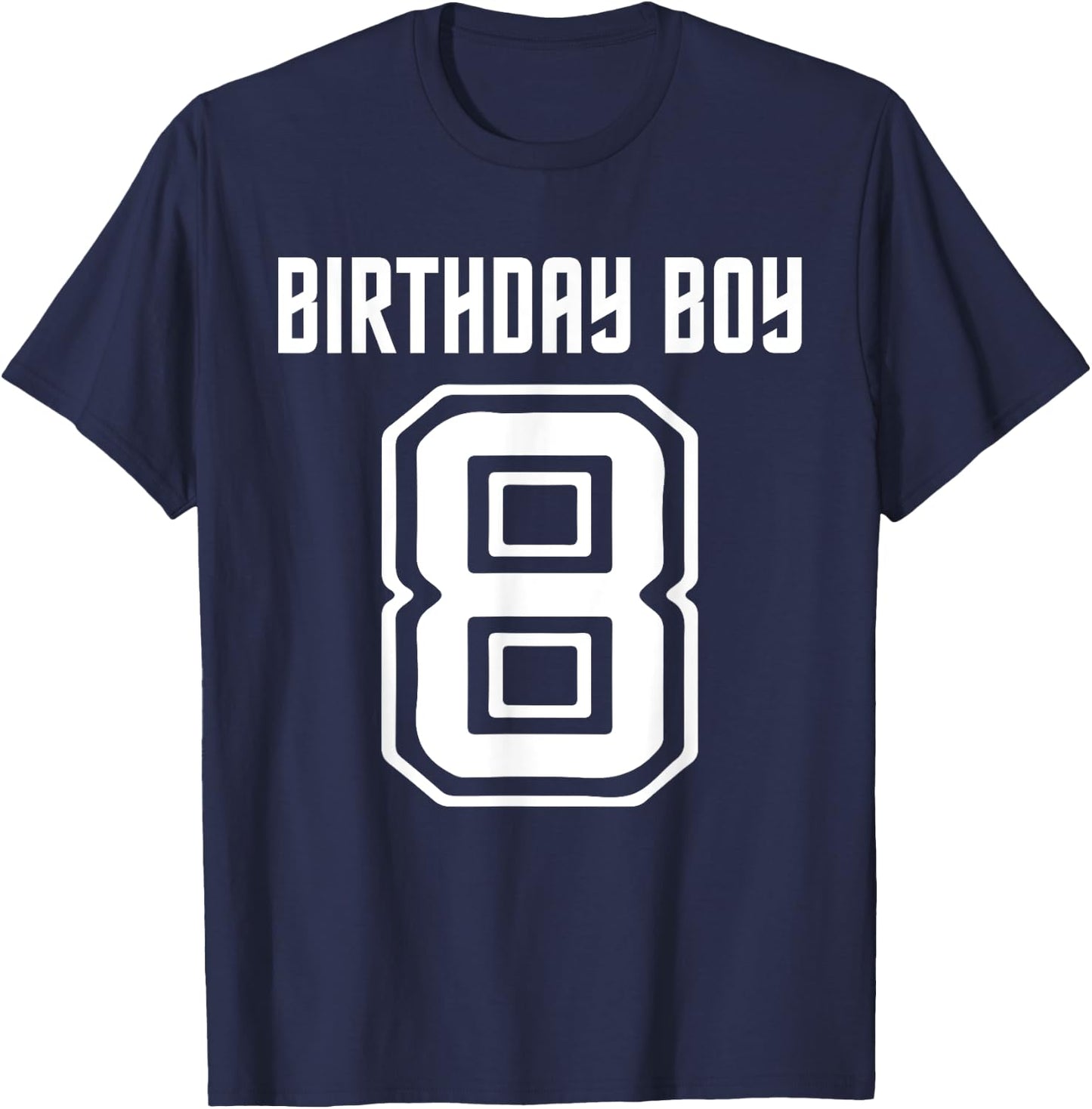 8th Birthday Boy 8 Eight Year Old Soccer Football Style T-Shirt - T-Shirt | Navy