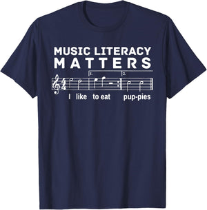Music Literacy Matters I Like to Eat Puppies T-Shirt - T-Shirt | Navy
