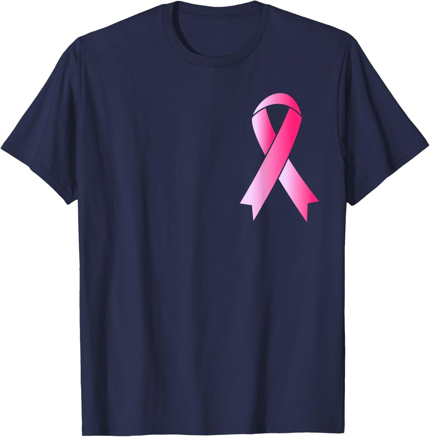 Back The Pink Ribbon Flag Breast Cancer Awareness Warrior T-Shirt - T-Shirt | Navy