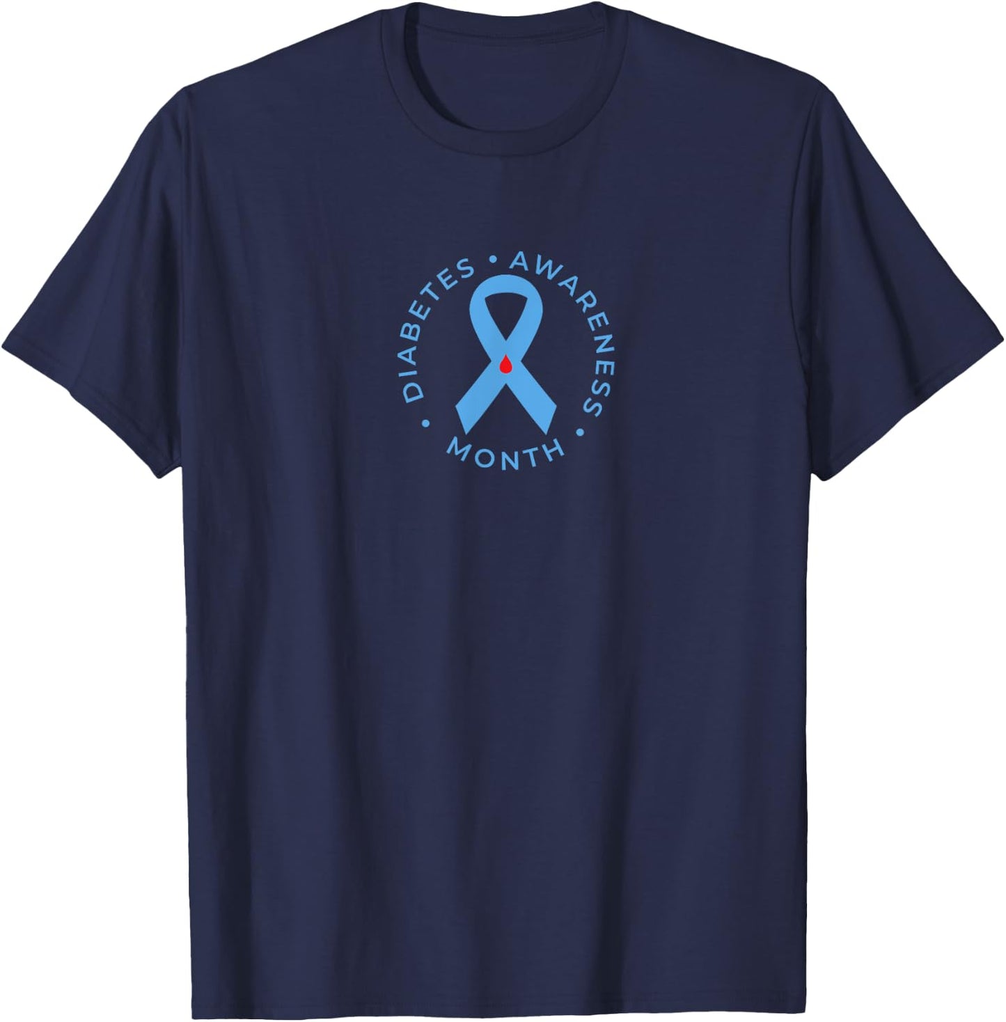 Diabetes Awareness Month Diabetic Blue Love Ribbon T1D T2D T-Shirt - T-Shirt | Navy