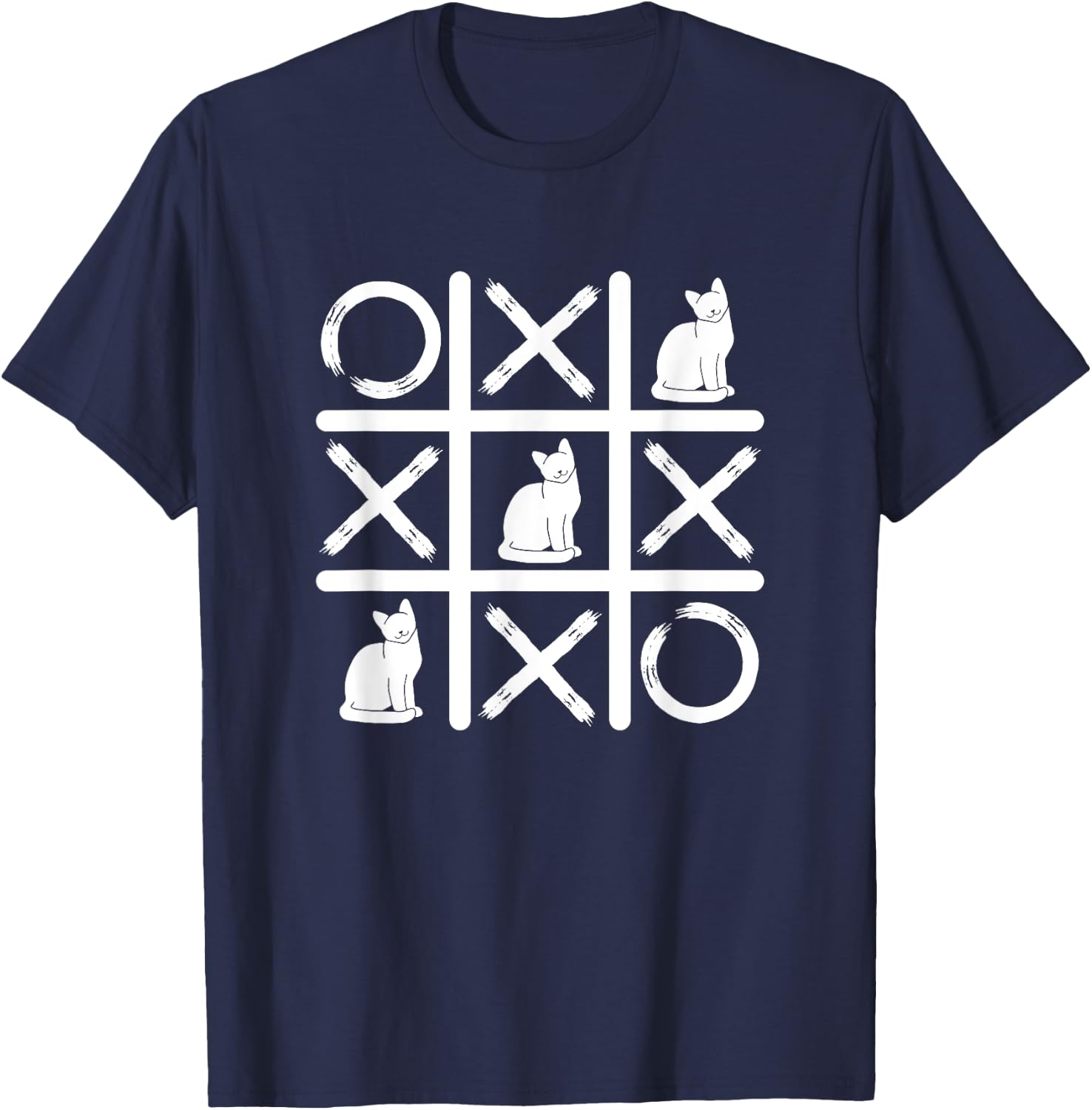 Tic Tac Toe Crosses Cat Kitten Pet Tic Tac Toe Cat T-Shirt - T-Shirt | Navy