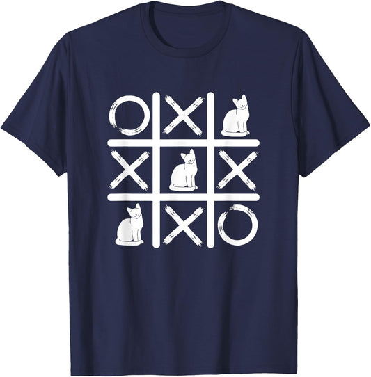 Tic Tac Toe Crosses Cat Kitten Pet Tic Tac Toe Cat T-Shirt - T-Shirt | Navy