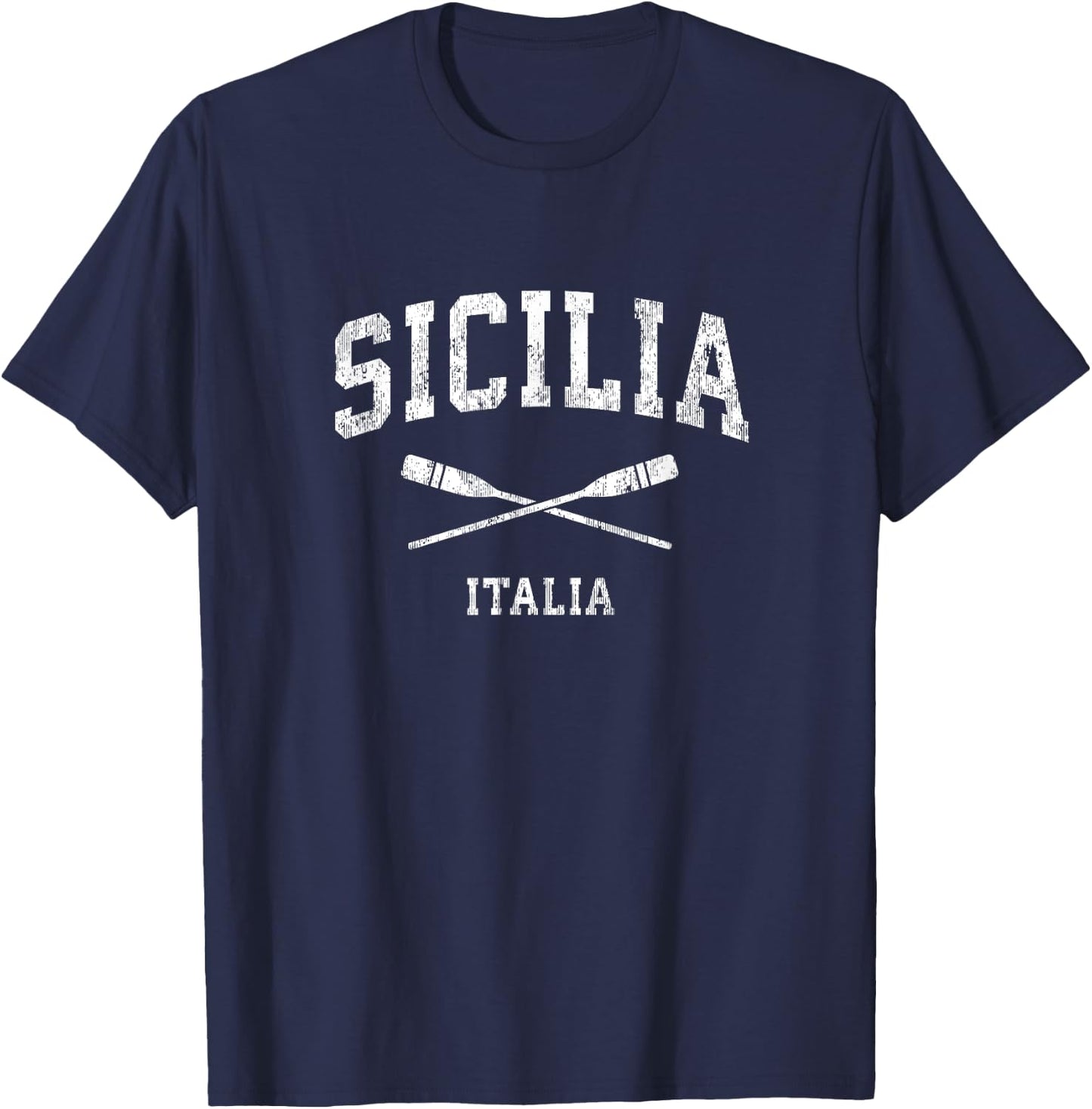 Sicily Italy Vintage Nautical Paddles Sports Oars T-Shirt - T-Shirt | Navy