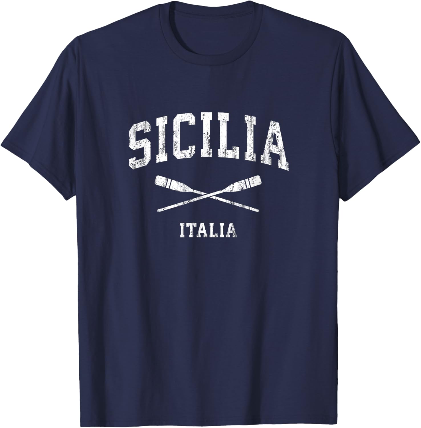 Sicily Italy Vintage Nautical Paddles Sports Oars T-Shirt - T-Shirt | Navy