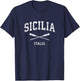 Sicily Italy Vintage Nautical Paddles Sports Oars T-Shirt - T-Shirt | Navy