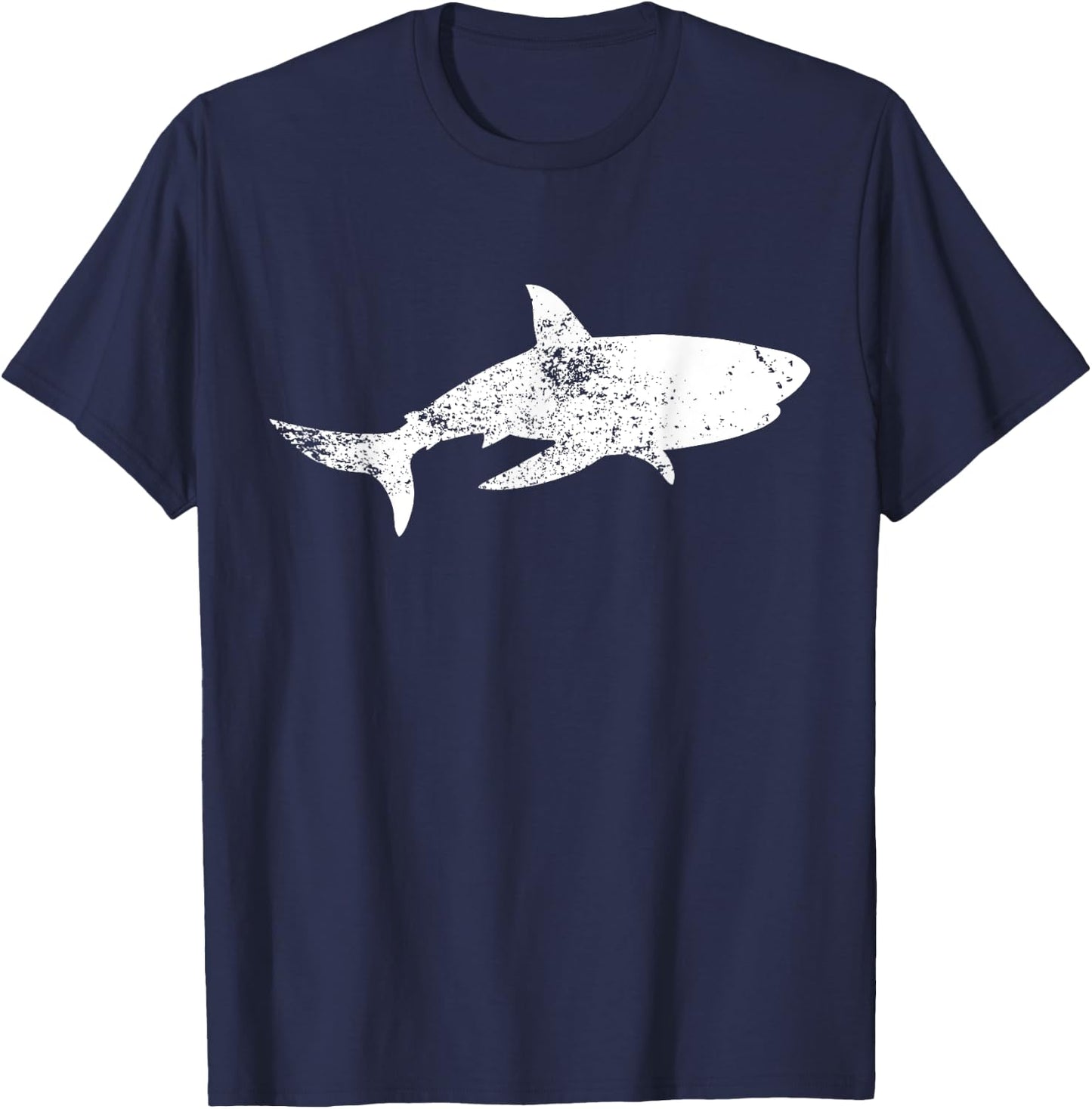 Grunge Great White Shark Print - Vintage Shark T-Shirt - T-Shirt | Navy