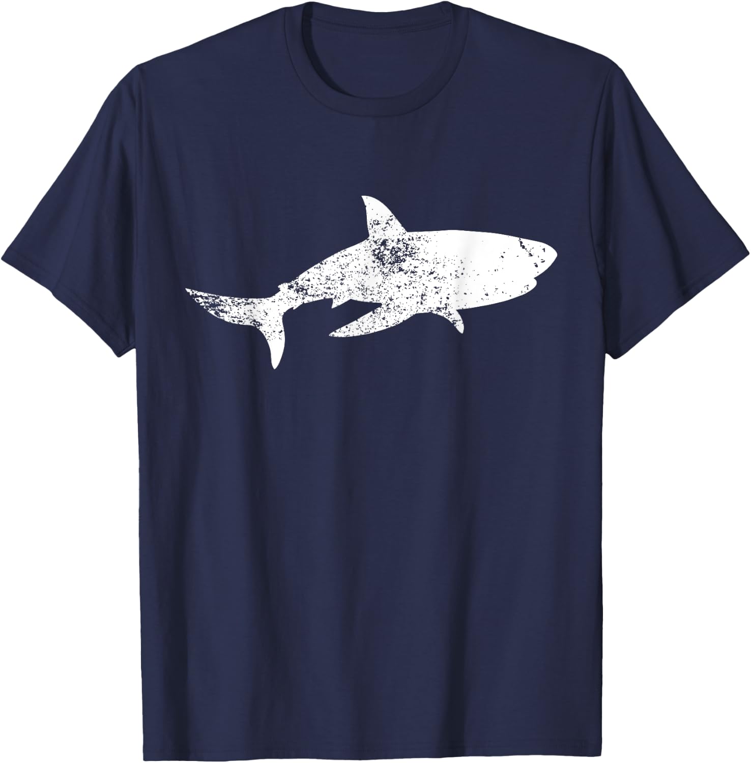 Grunge Great White Shark Print - Vintage Shark T-Shirt - T-Shirt | Navy