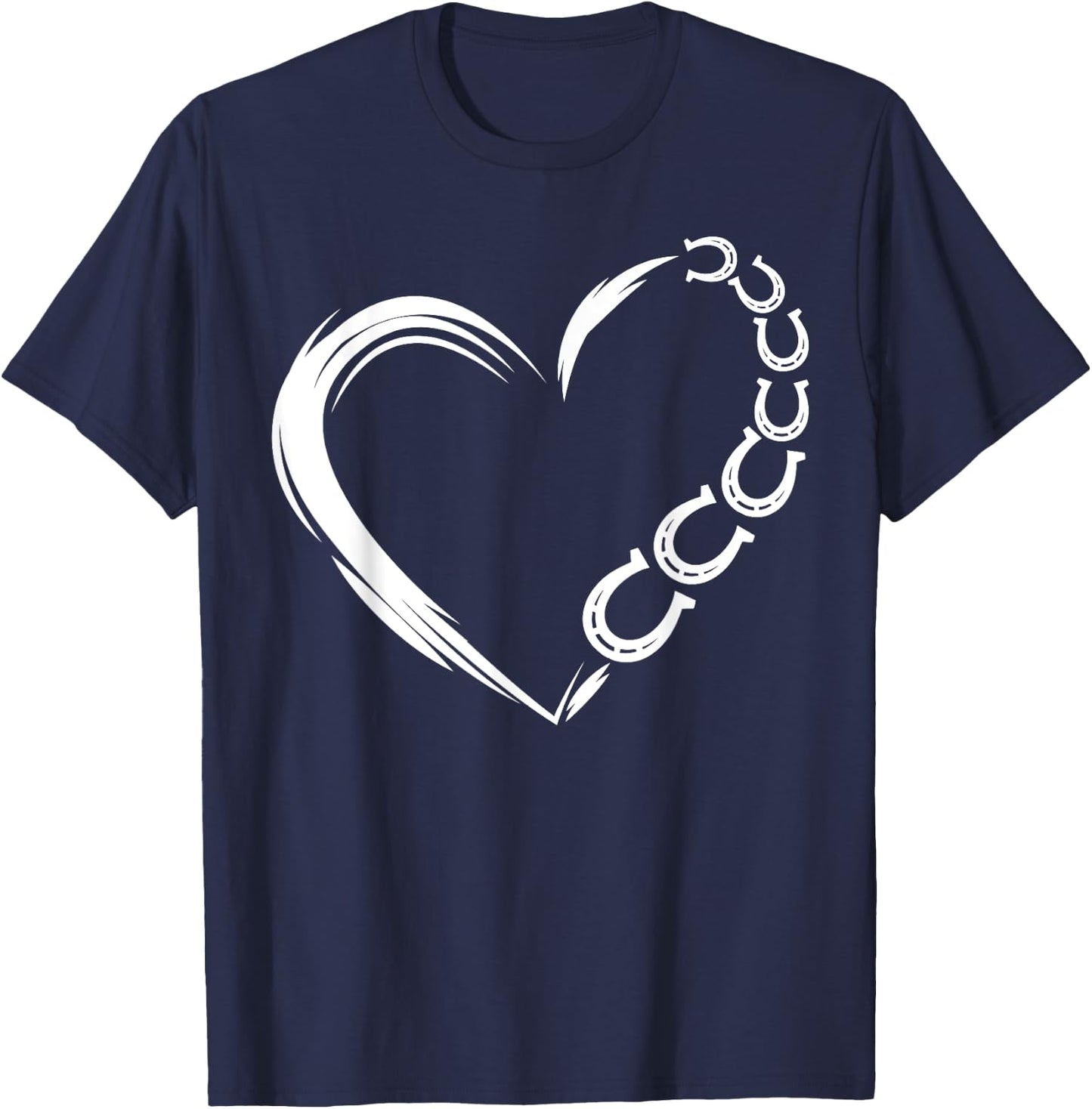 Farm Farmer Horseshoe Heart Pony Horse Riding Horse Lover T-Shirt - T-Shirt | Navy