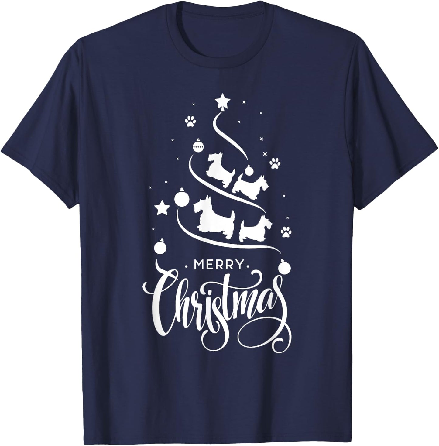 Scottish Terrier Dog Owners Gifts Christmas Tree Dog Lovers T-Shirt - T-Shirt | Navy