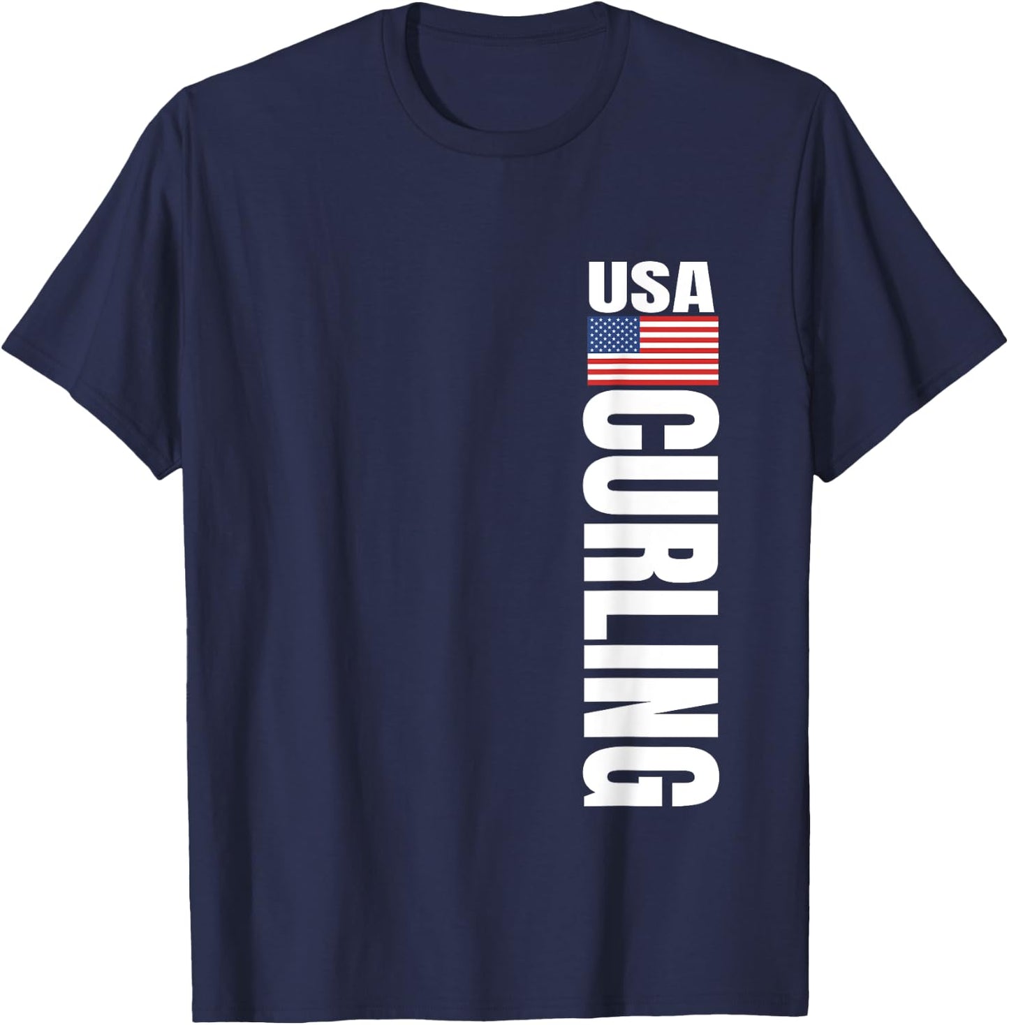 Curling USA Team American Flag Rink Women Men T-Shirt - T-Shirt | Navy