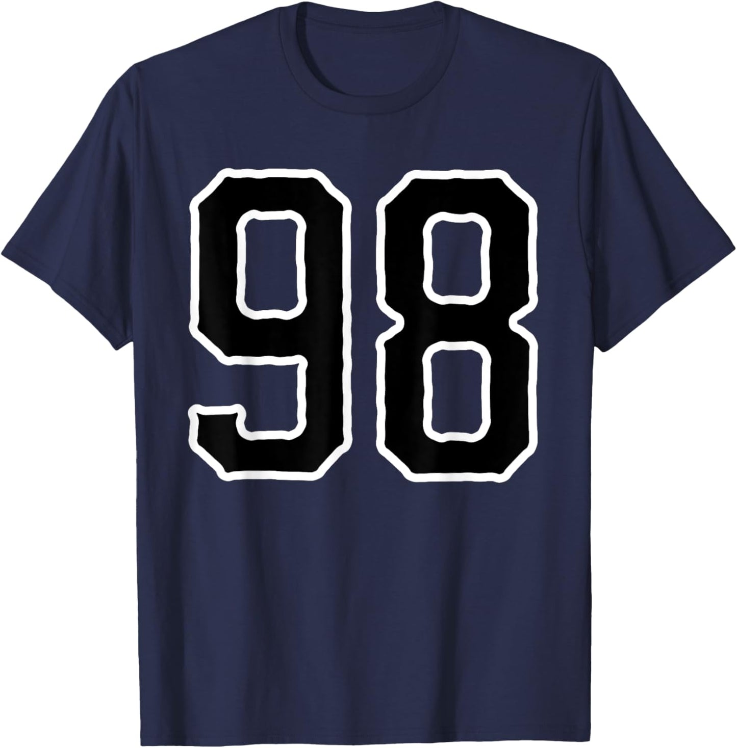 Jersey #98 White Black Sports Team Jersey Number 98 T-Shirt - T-Shirt | Navy