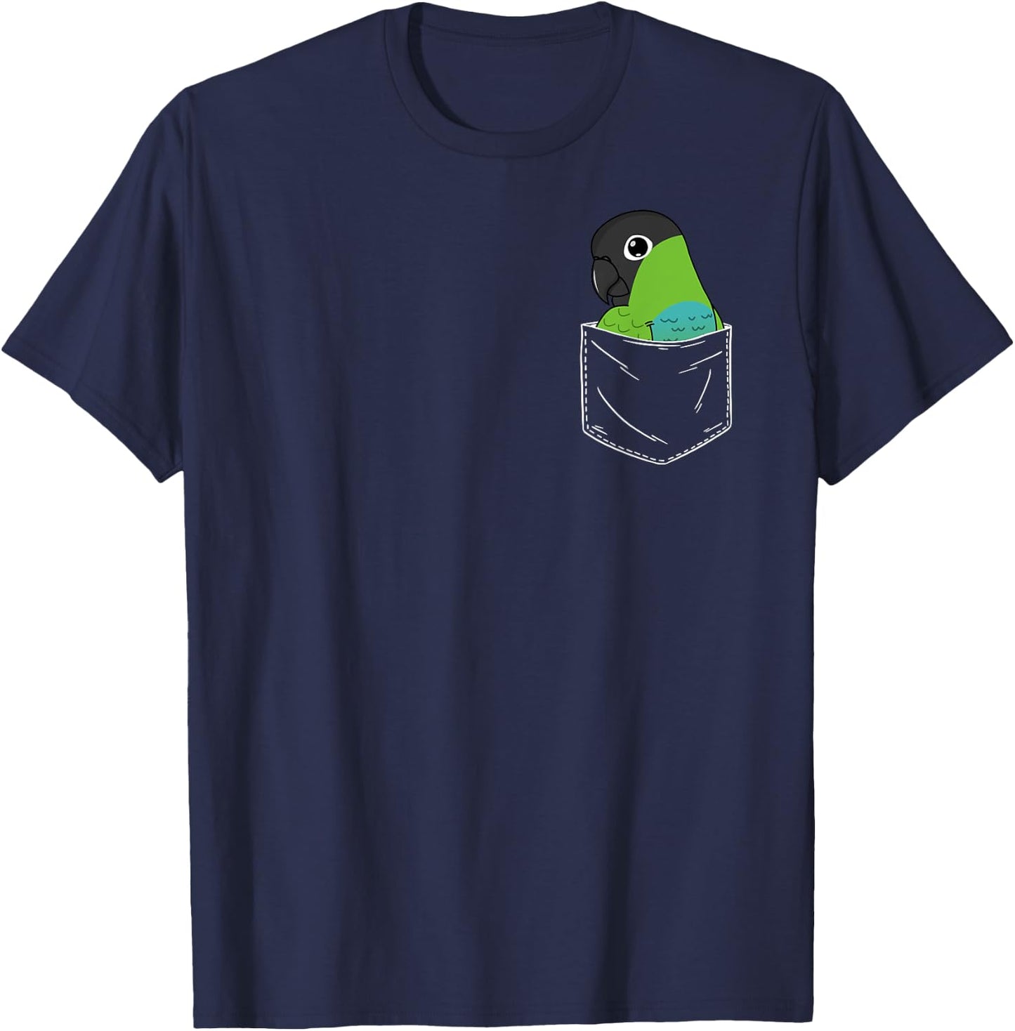 Cute Parrot In A Pocket I Nanday Conure T-Shirt - T-Shirt | Navy