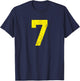 Number #7 Yellow Vintage Sport Varsity Number T-Shirt - T-Shirt | Navy